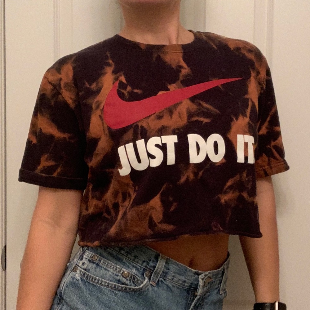Repurposed, distressed Nike Cropped T-shirt